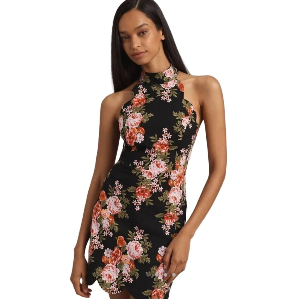 MAEVE by Anthropologie – Sleeveless‎ Floral Halter Scallop Mini Dress | Size M
